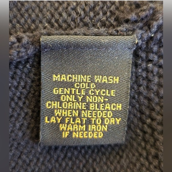 LRL Ralph Lauren Navy 100% Cotton Gold Buckle Wide Collar Pullover Sweater Sz XS - Picture 12 of 12